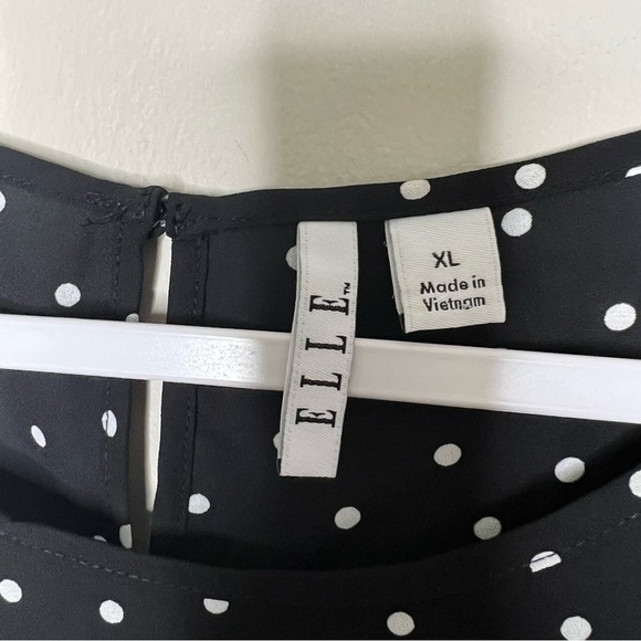 Elle Black and White Polka Dot Peplum Tank Top Blouse size XL - Picture 4 of 9